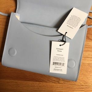 Leather Baggu Bag Crossbody - Light Blue